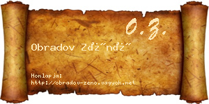 Obradov Zénó névjegykártya
